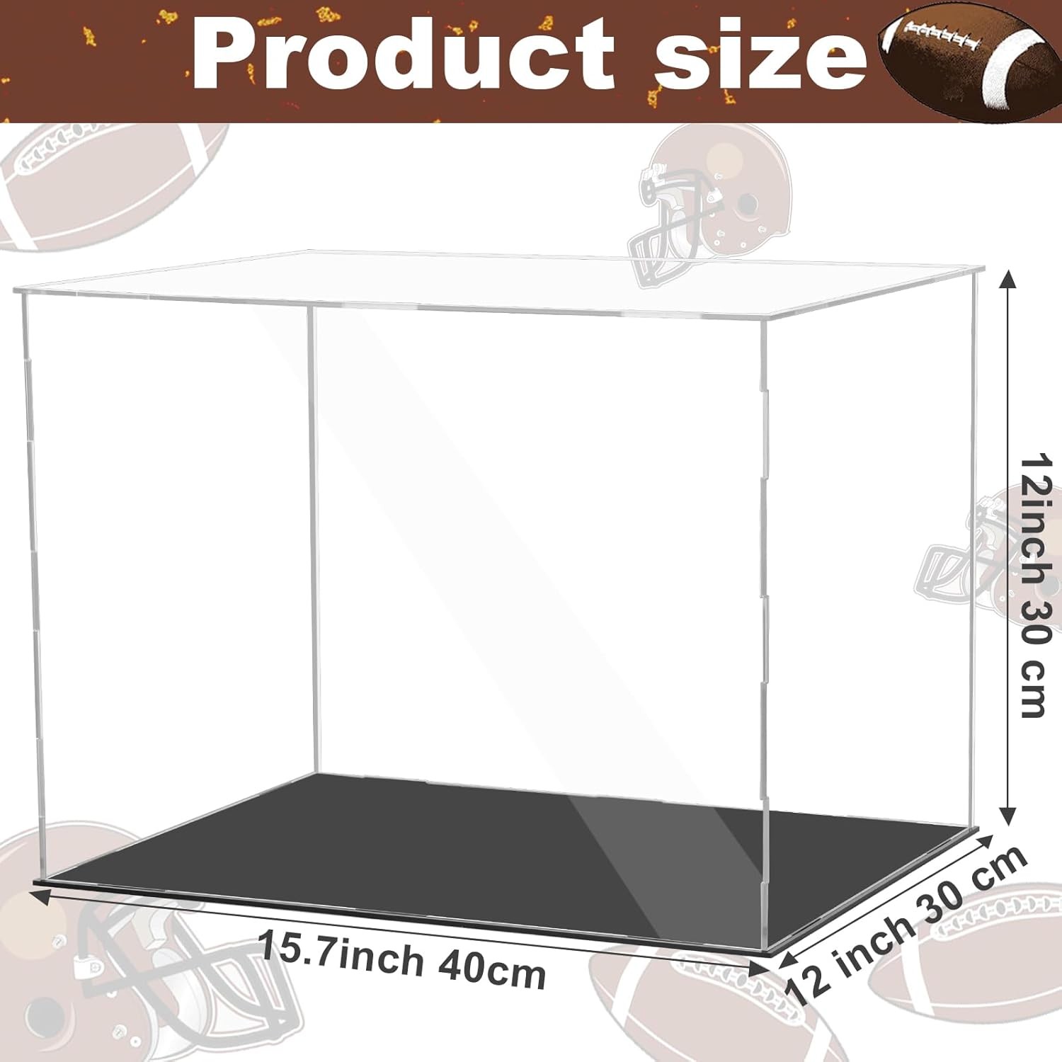 Hooqict Football Helmet Display Case Full Size Acrylic Baseball Hat Clear