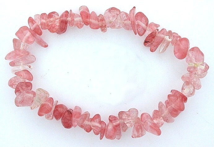 CHERRY QUARTZ CHIP GEMSTONE GEM STONE NATURAL BEADS STRETCH BRACELET SB41