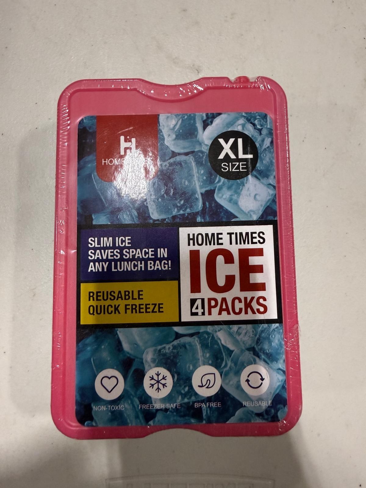 Home Times Ice Packs XL 4 Pack Reusable Slim Freezer Cooler Lunch Bag BPA Free