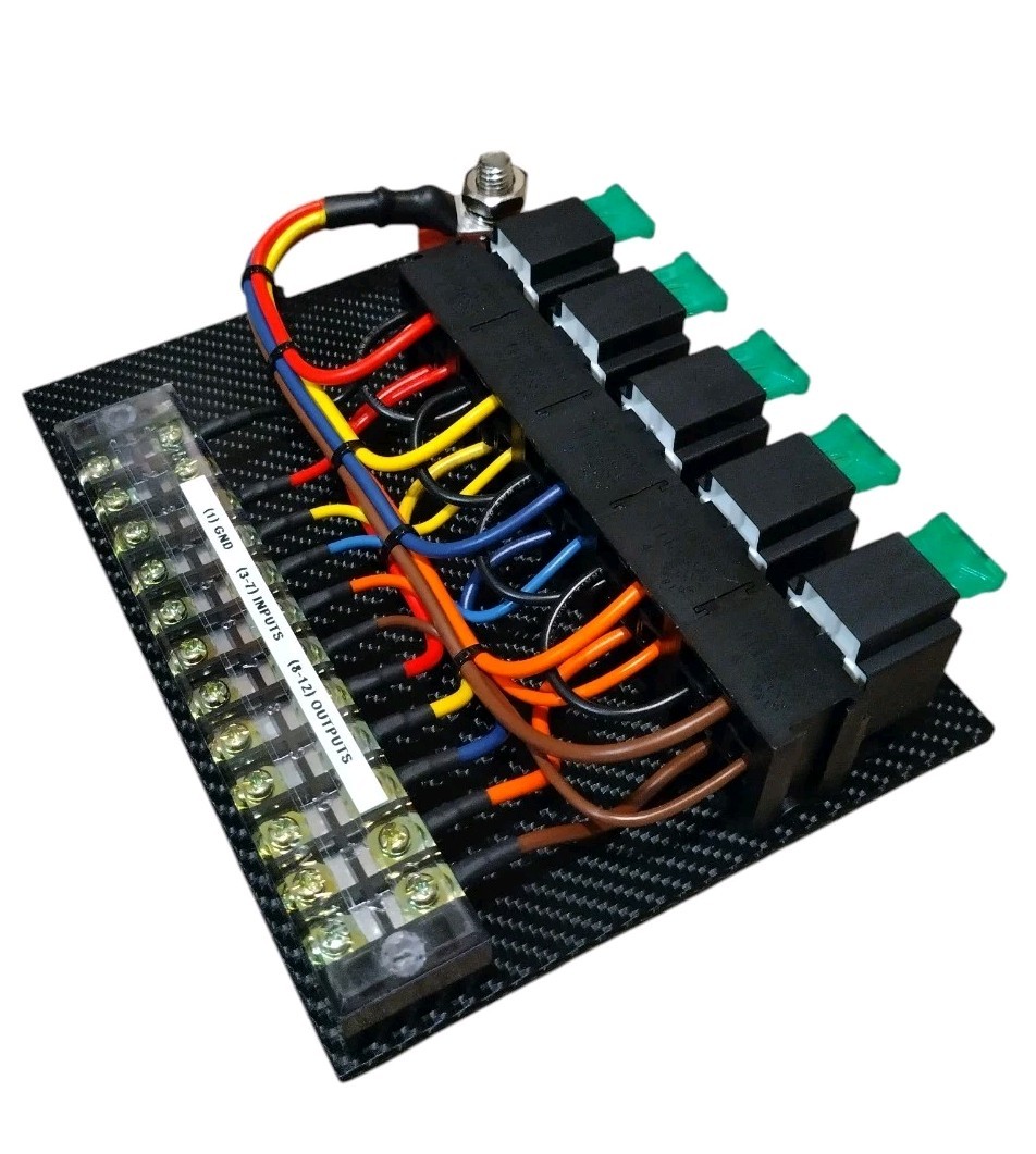 Race Car Fuse/Relay Panel Board 5 Circuits Color Coded wiring USA Made