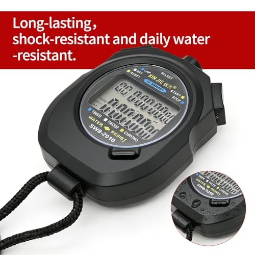 2-Pack Multi-Function Electronic Digital Sports Stopwatch Timer with 10-Lap