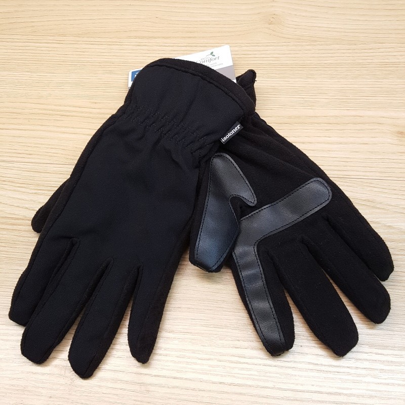 ISOTONER Gloves Mens Medium Black Touchscreen Water Repellent Plush Lined Winter