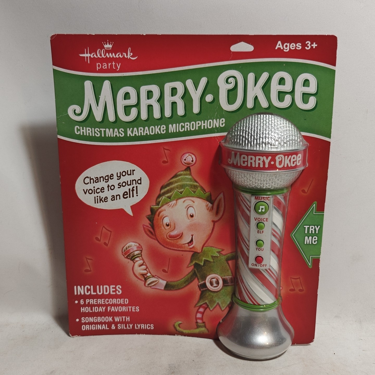 Hallmark Party Merry-Okee Christmas Elf Karaoke Microphone 7 1/2" NEW Sealed