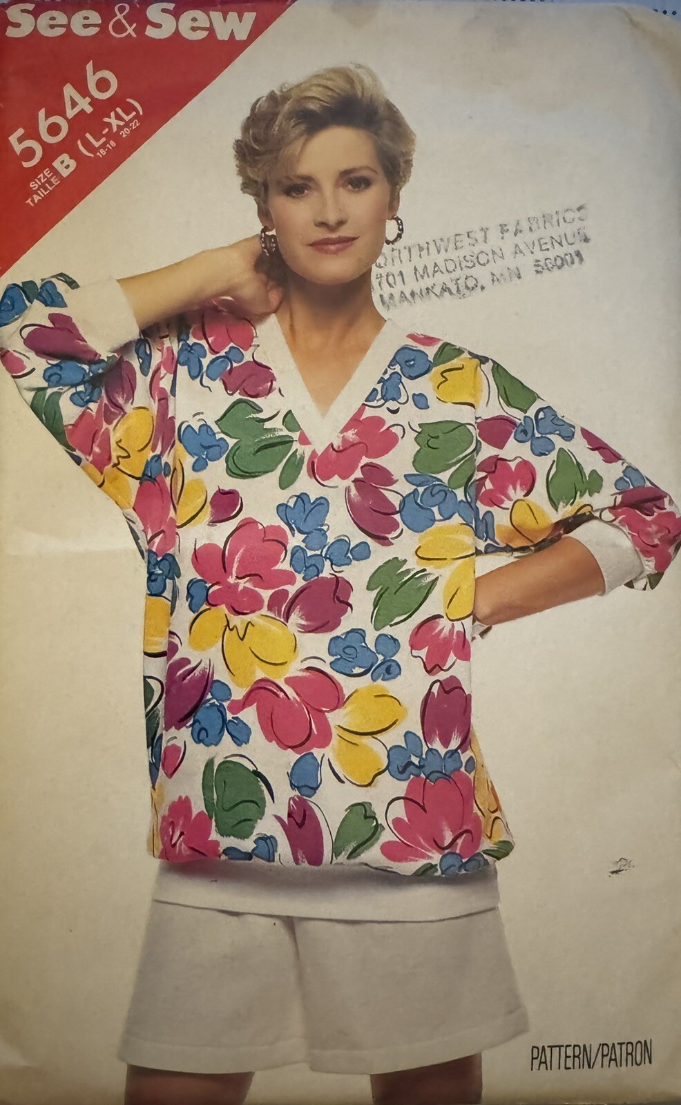 Vtg Butterick See & Sew pattern 5646 Misses Top & Shorts sz L-XL (16 - 22) uncut