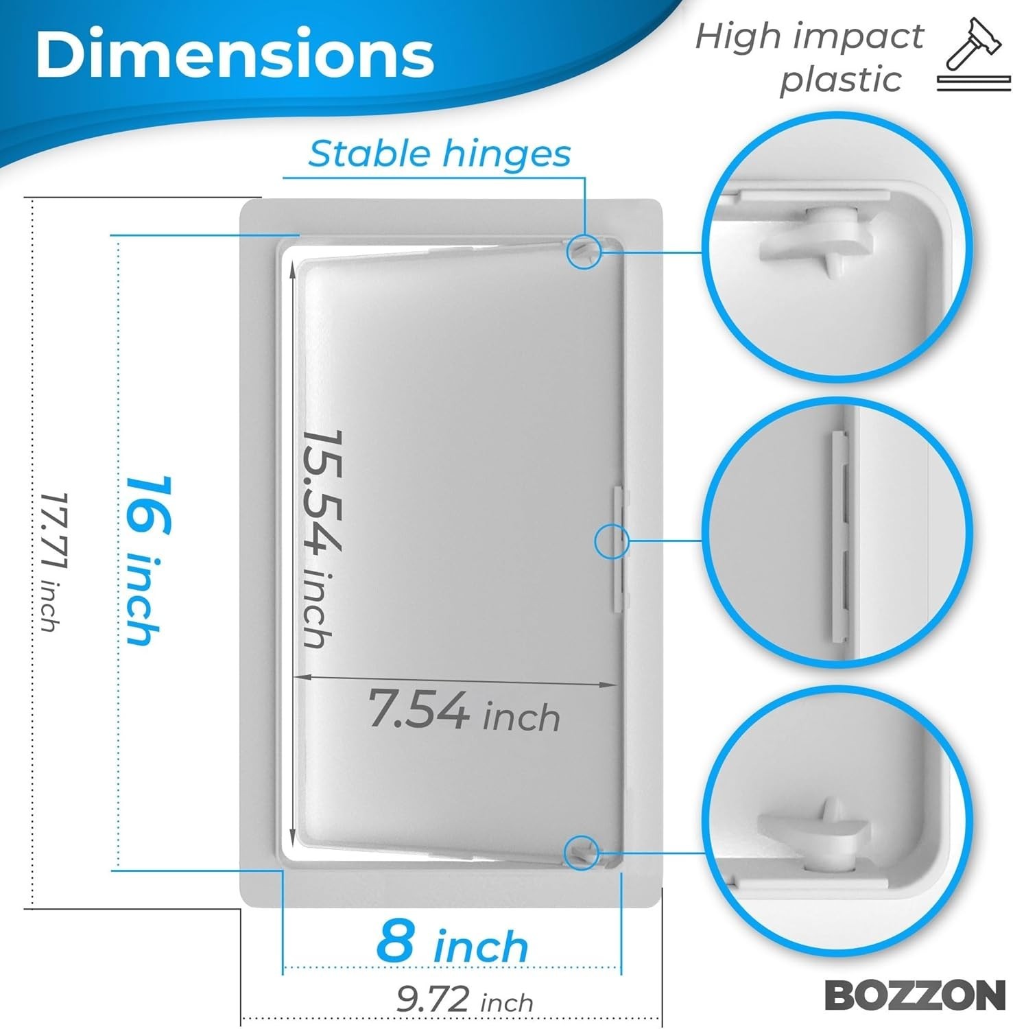 Multi-Use 8 x 16 Inch Access Panel - Durable Plastic for Plumbing & Wiring Needs