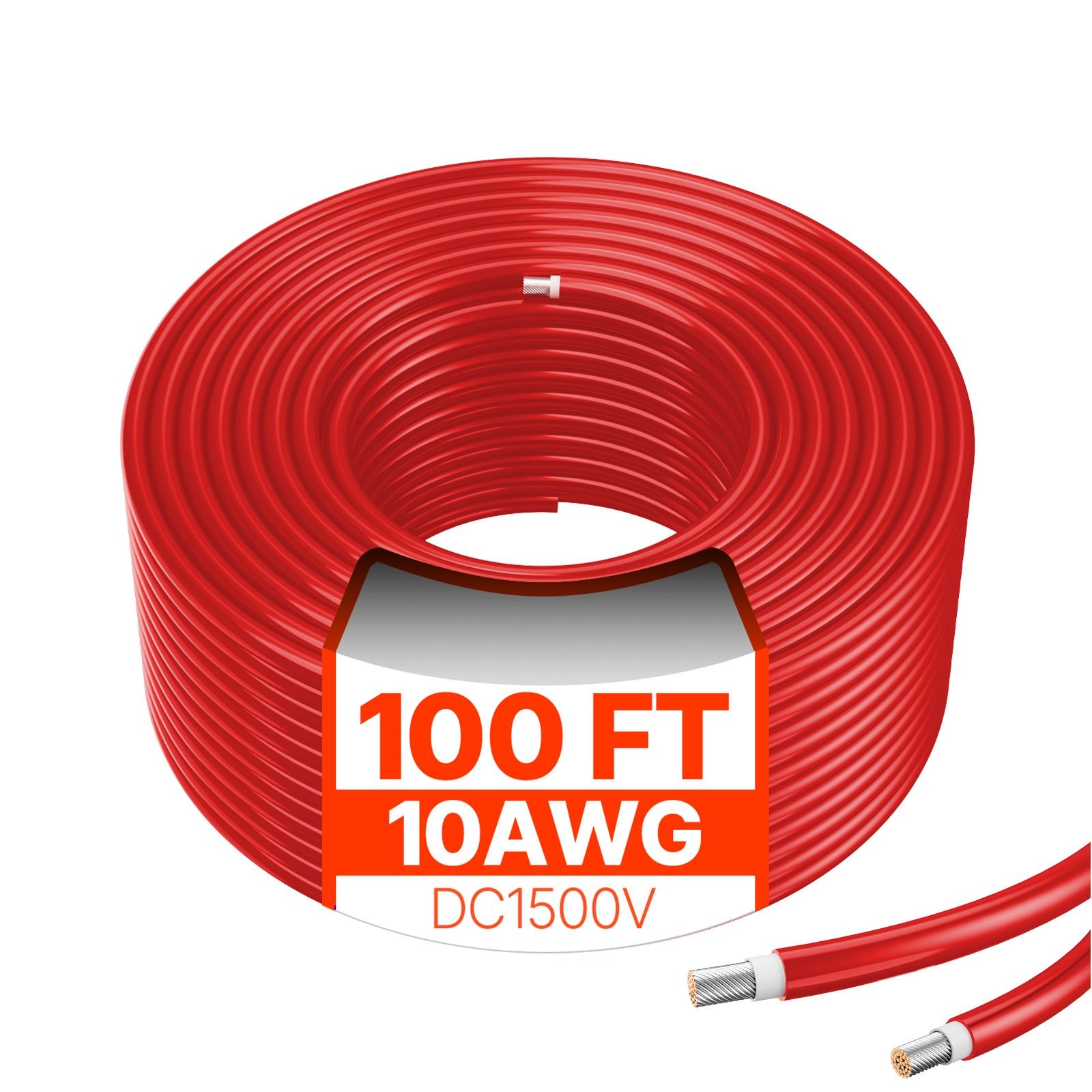 100FT Solar Panel Extension Cable 10AWG Waterproof PV 6mm² Cable Red