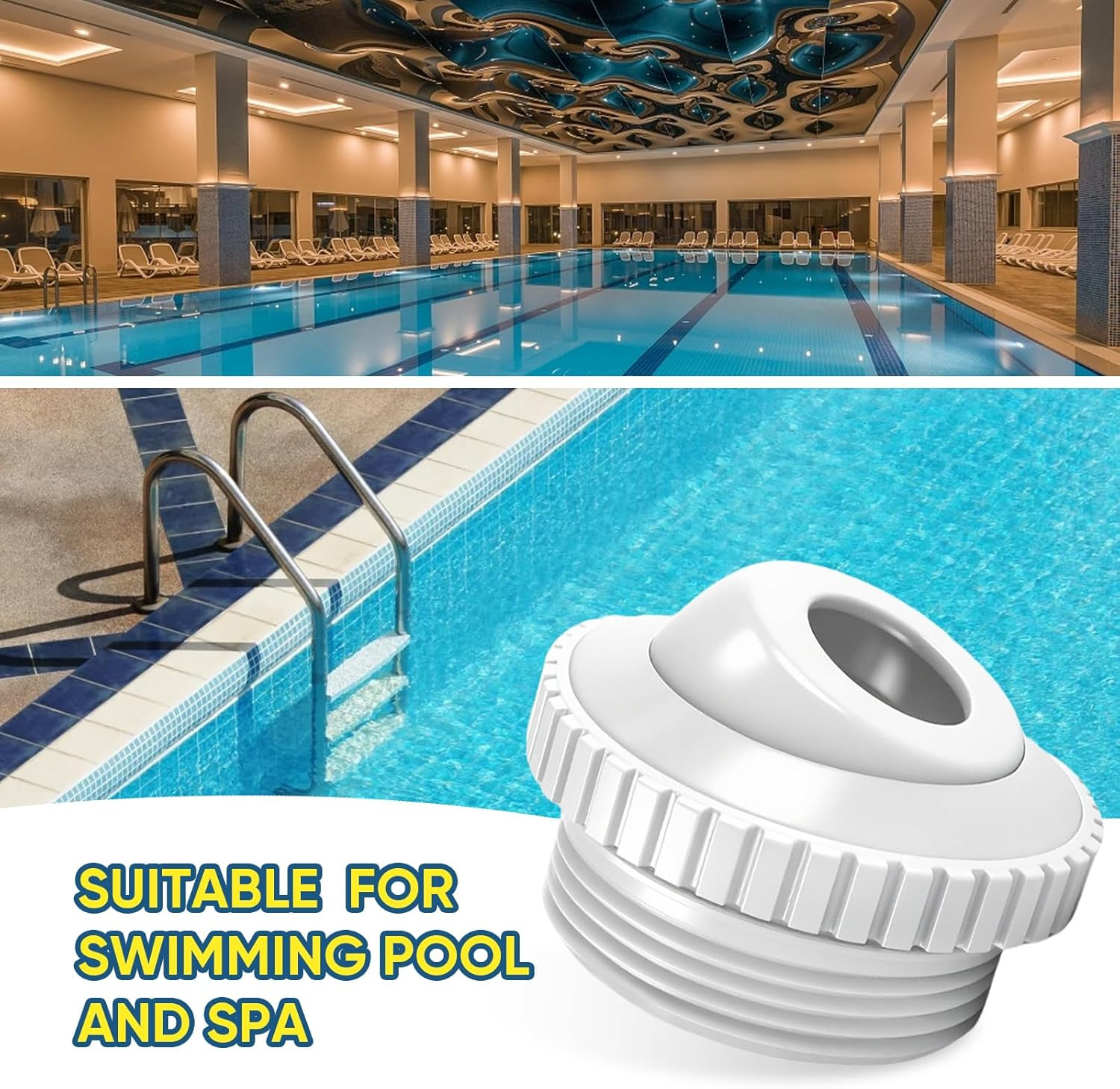 2-Pack 3/4" Pool Return Jet Nozzles, Compatible 1-1/2" MIP | Adjustable Eyeball
