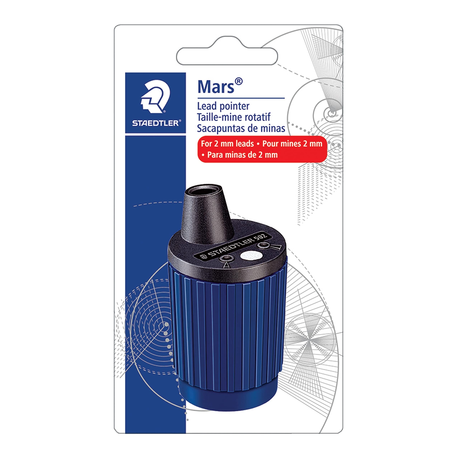 Blue Metal Rotary Sharpener for 2mm Leads with Dust Wiper Made in Japan