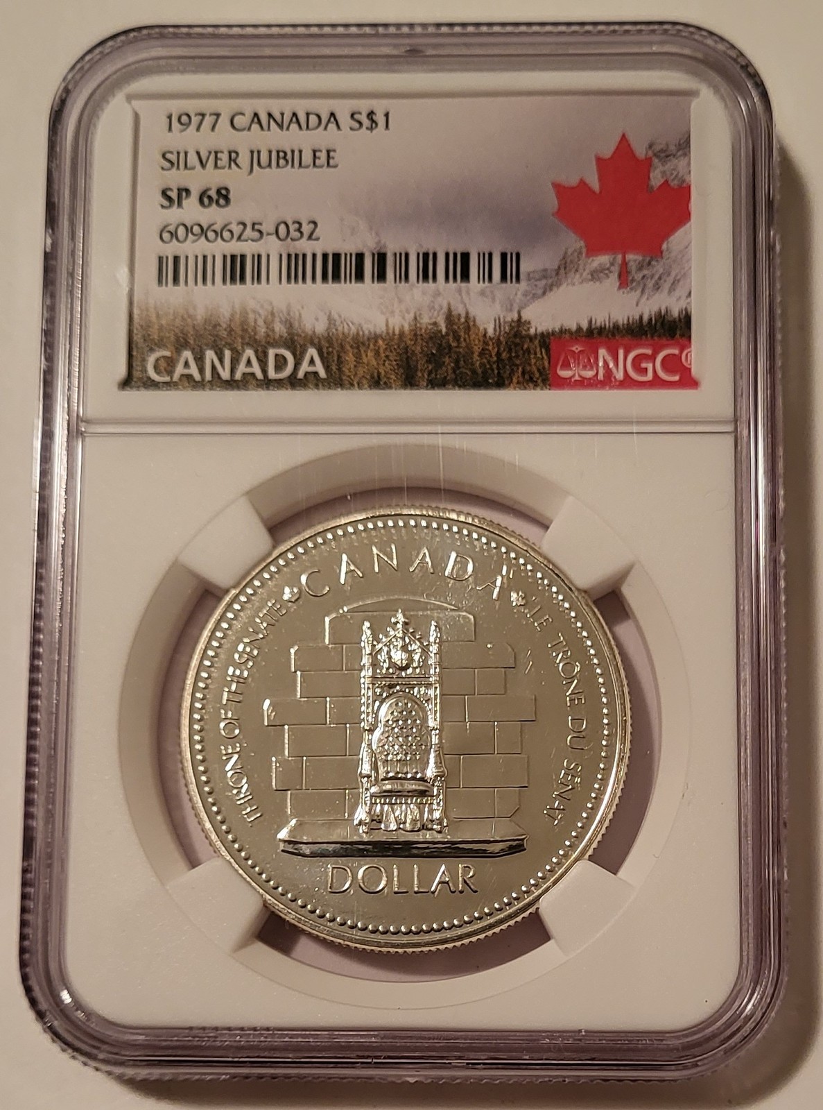 NGC Canada 1977 Silver Dollar Jubilee SP68 Maple Leaf Label