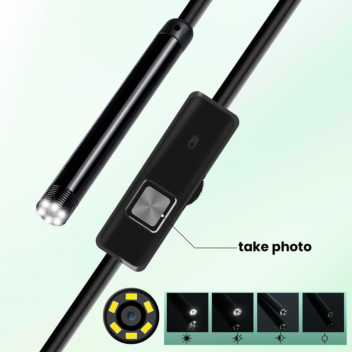 3in1 Borescope Endoscope 6 LED Inspection Scope Camera For Android Cell Phone HD