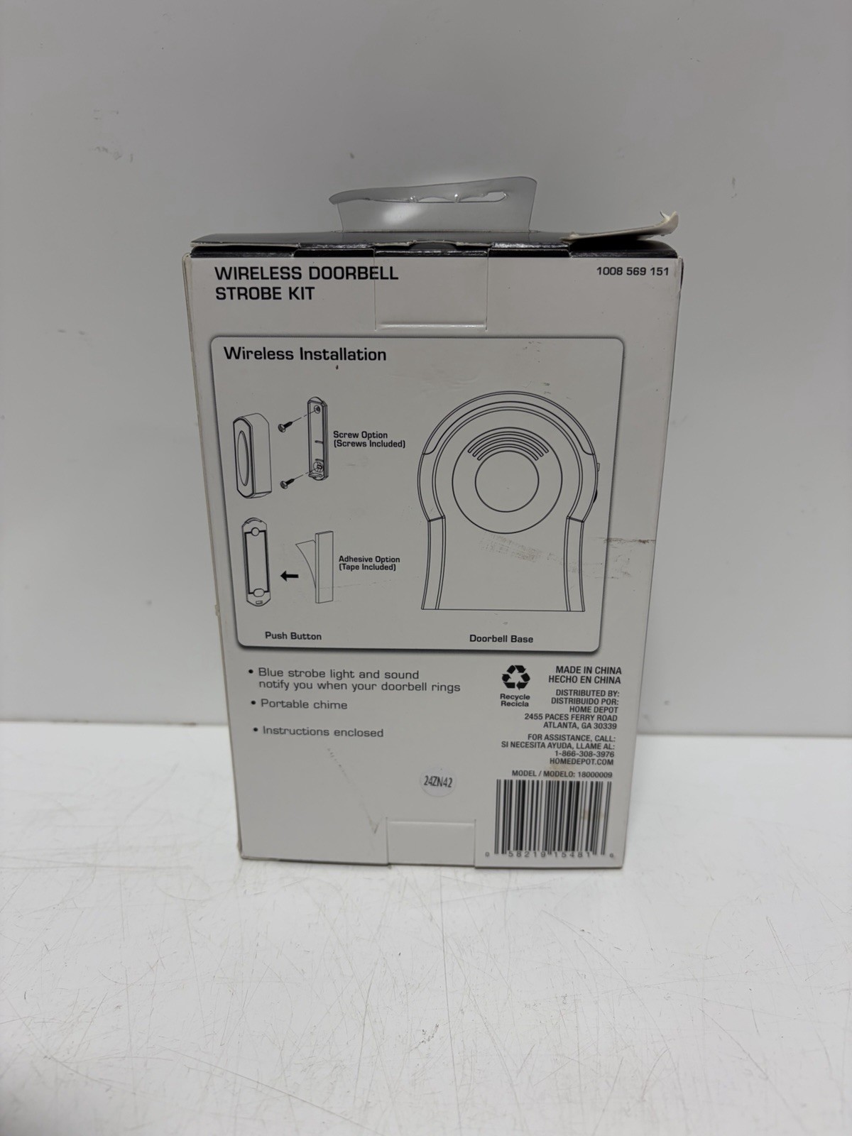 Defiant Wireless Battery Operated Tabletop Doorbell Kit Push Button, White