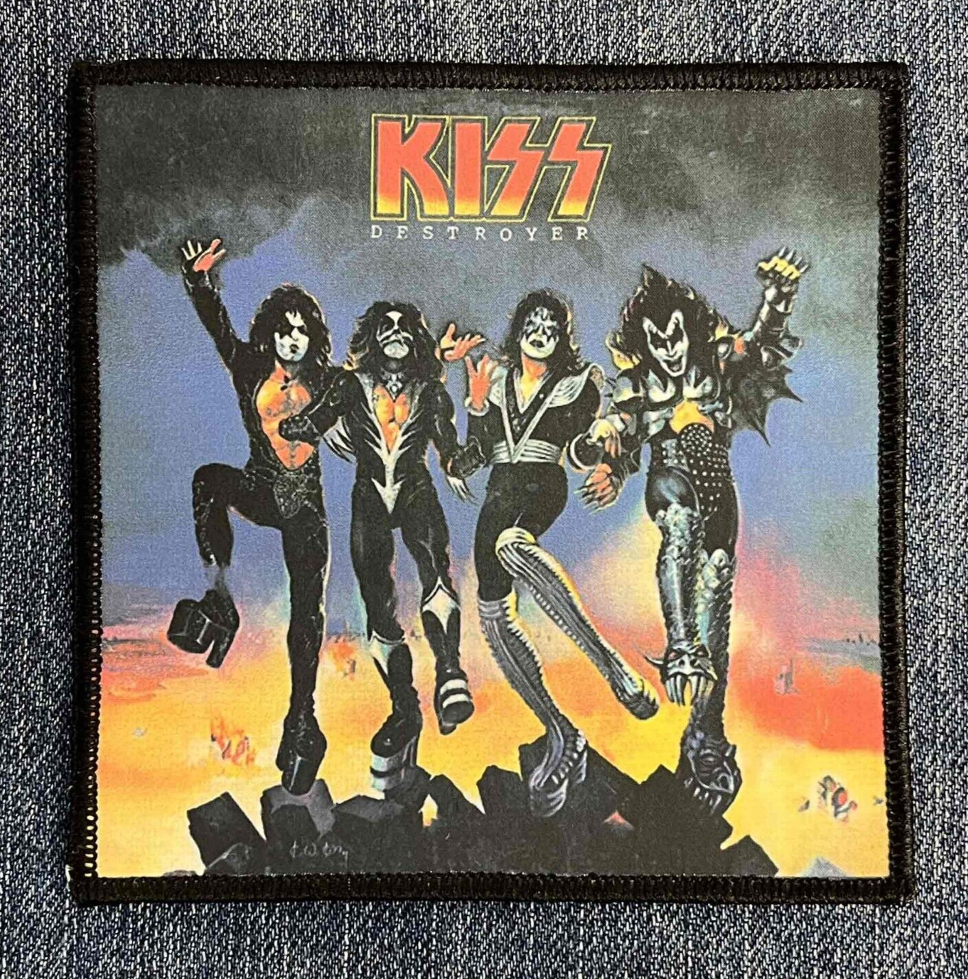 Kiss Destroyer Patch Album Sublimated Sew On Metal Band Square Logo Hard Rock