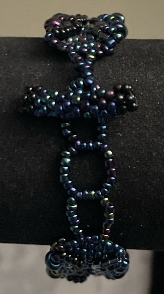 Hand Crafted Blue Micro Beaded 7" Bracelet JH-3