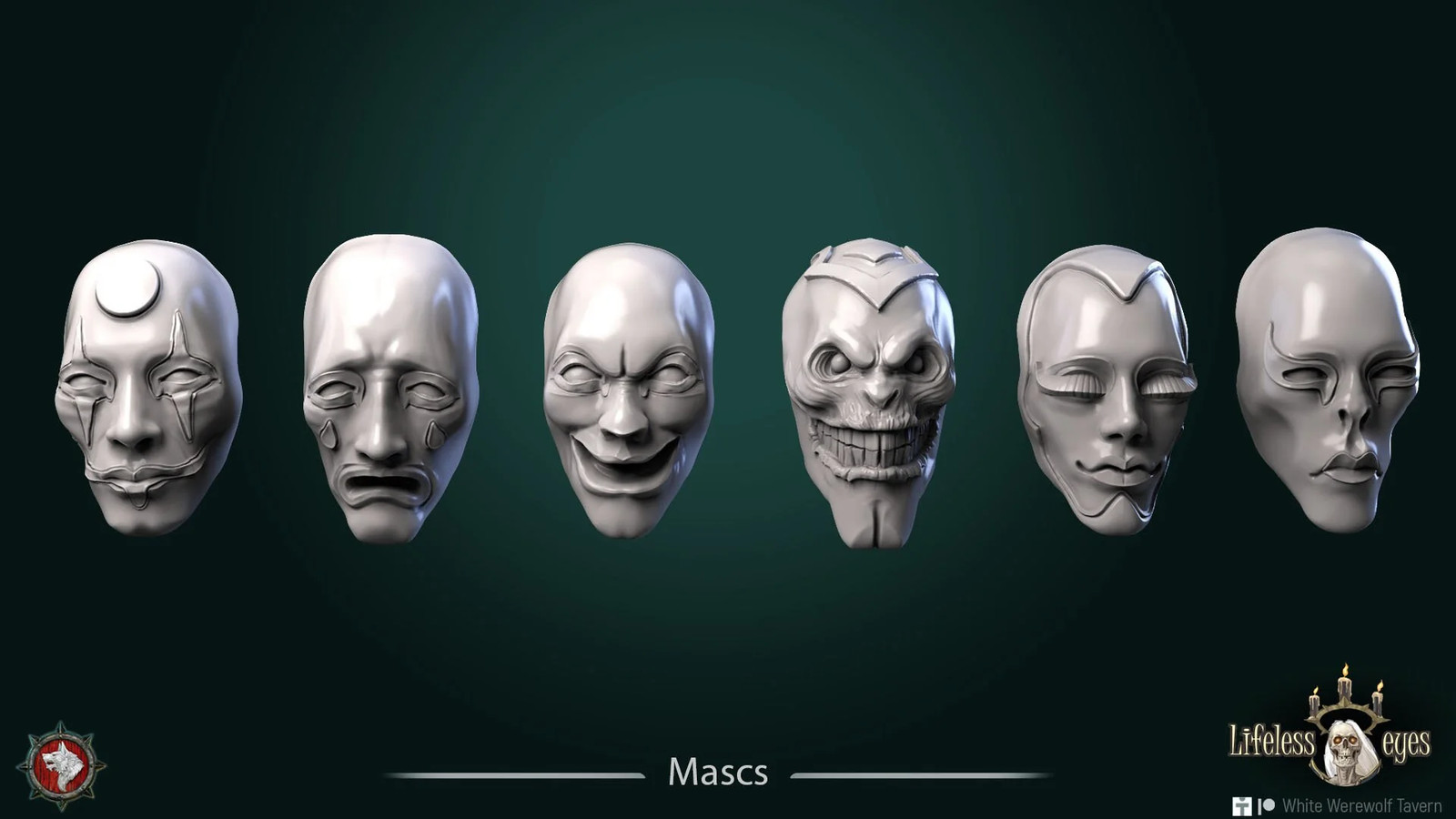 Set Of Masks - Resin Tabletop Miniature