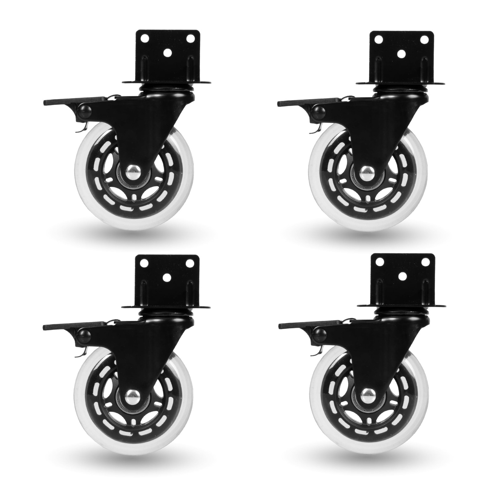Iron Forge Tools Side Mount Casters Set of 4 Heavy Duty- Swivel Caster Wheels fo