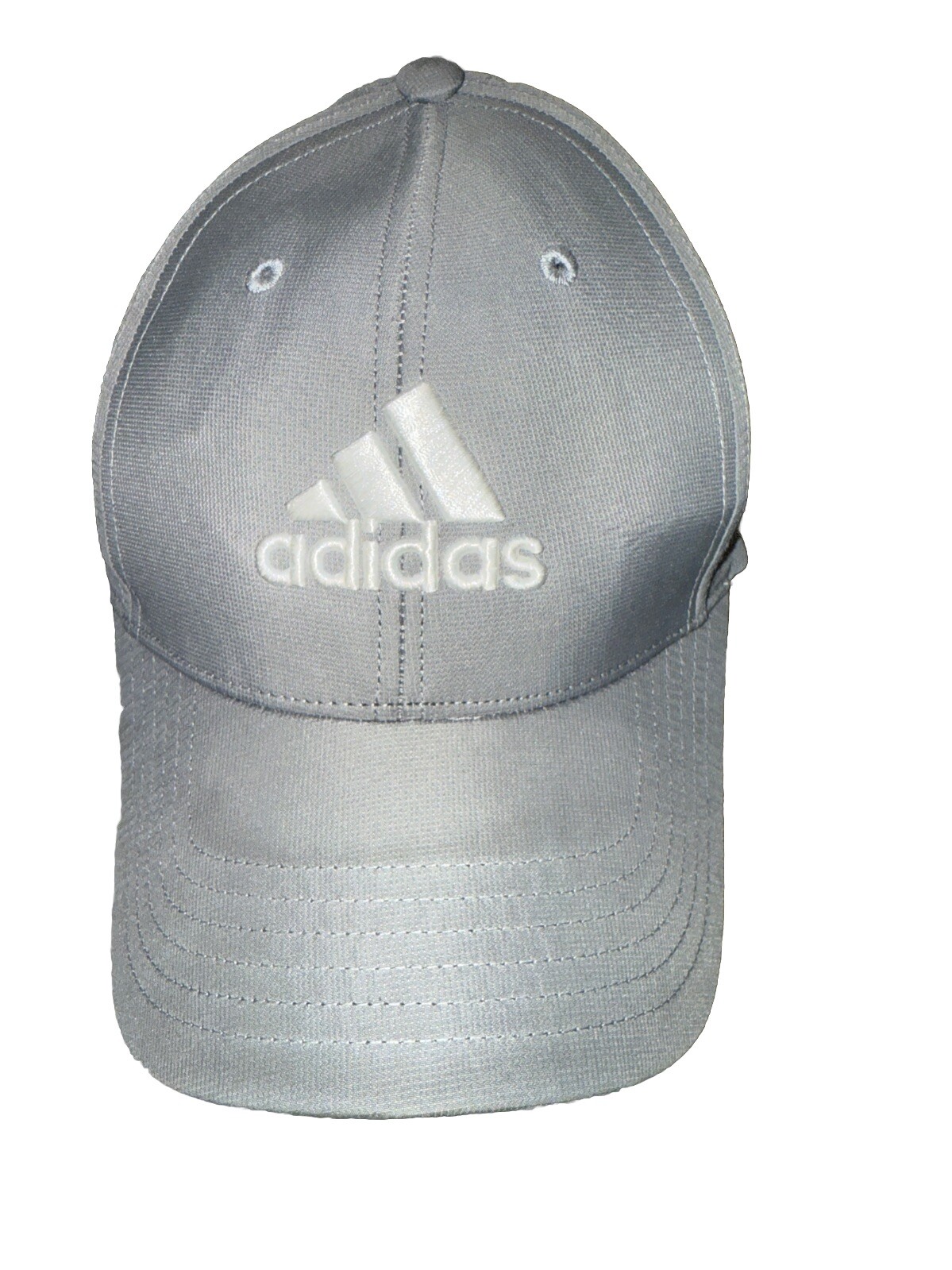 Adidas w Logo in White on Gray Polyester Light Weight Gray Hat Cap Hook Loop EUC