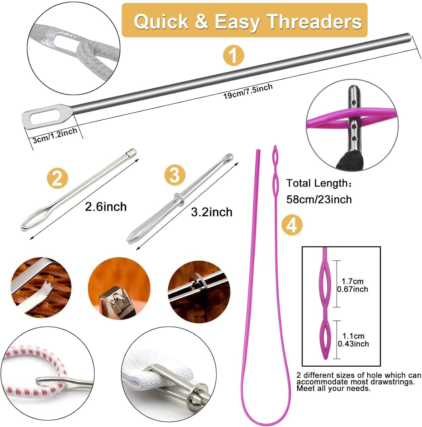 12 Pieces 66 Inches XL Lengthened Drawstring Cords Drawstrings with 4 Pieces ...