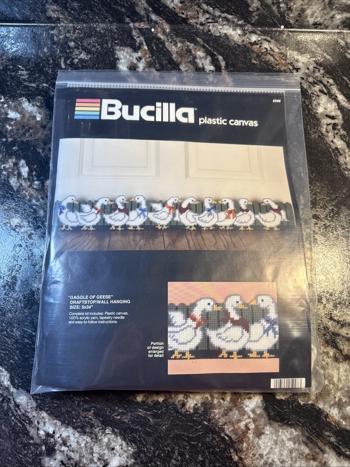 Bucilla plastic Canvas Kit 5998 Gaggle Of Geese Draftstop/ Wall Hanging Sz 5X34