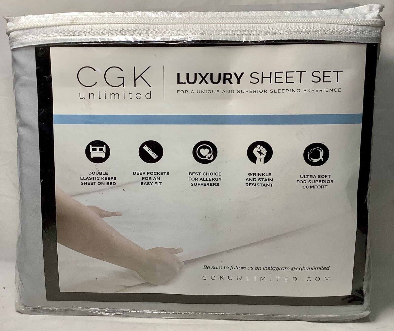 CGK Luxury Sheet Set Queen Size Light Grey NEW IN PACKAGE