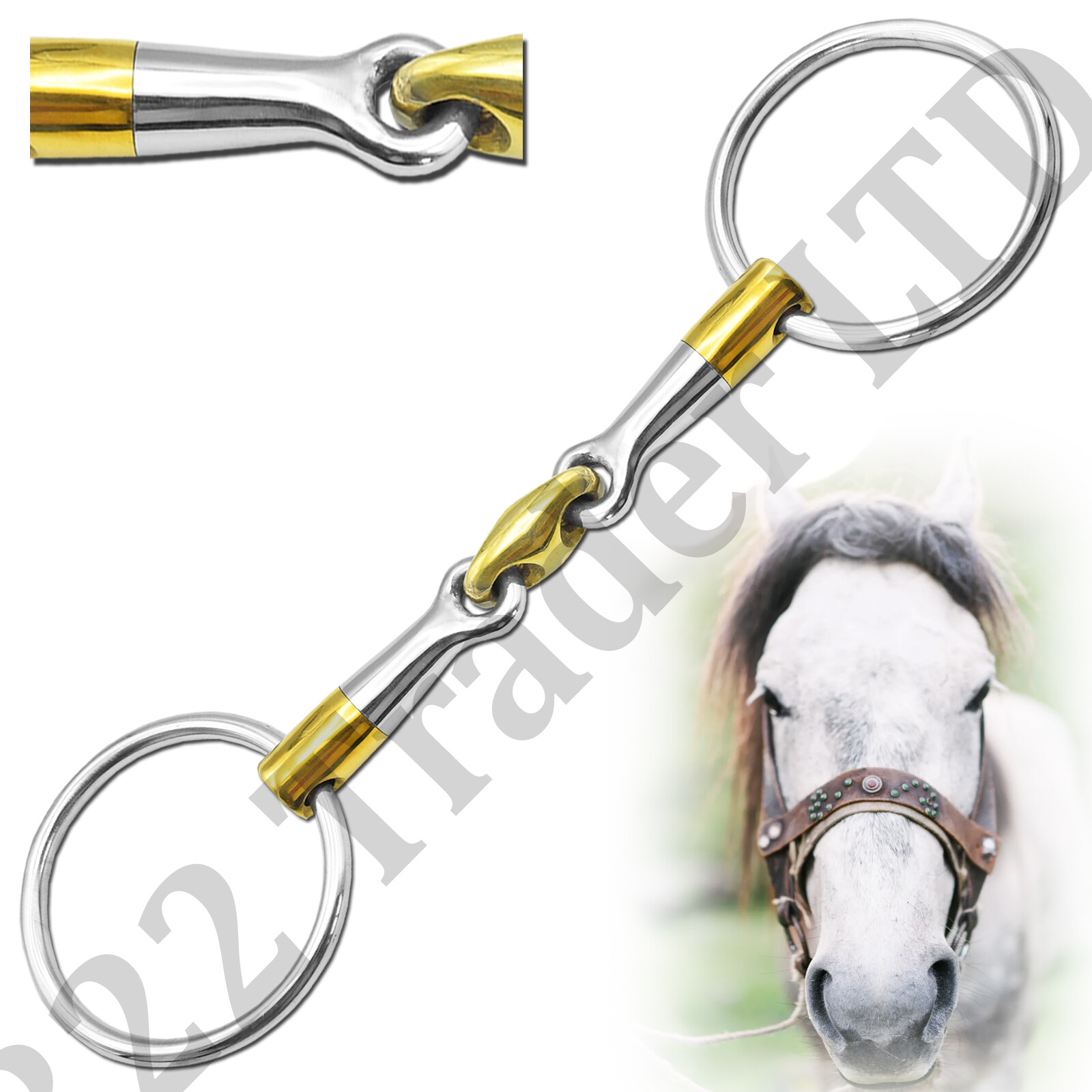 Snaps Snaffle Reins With Lozanga 5.5 Inch German Silver And Stainless Steel