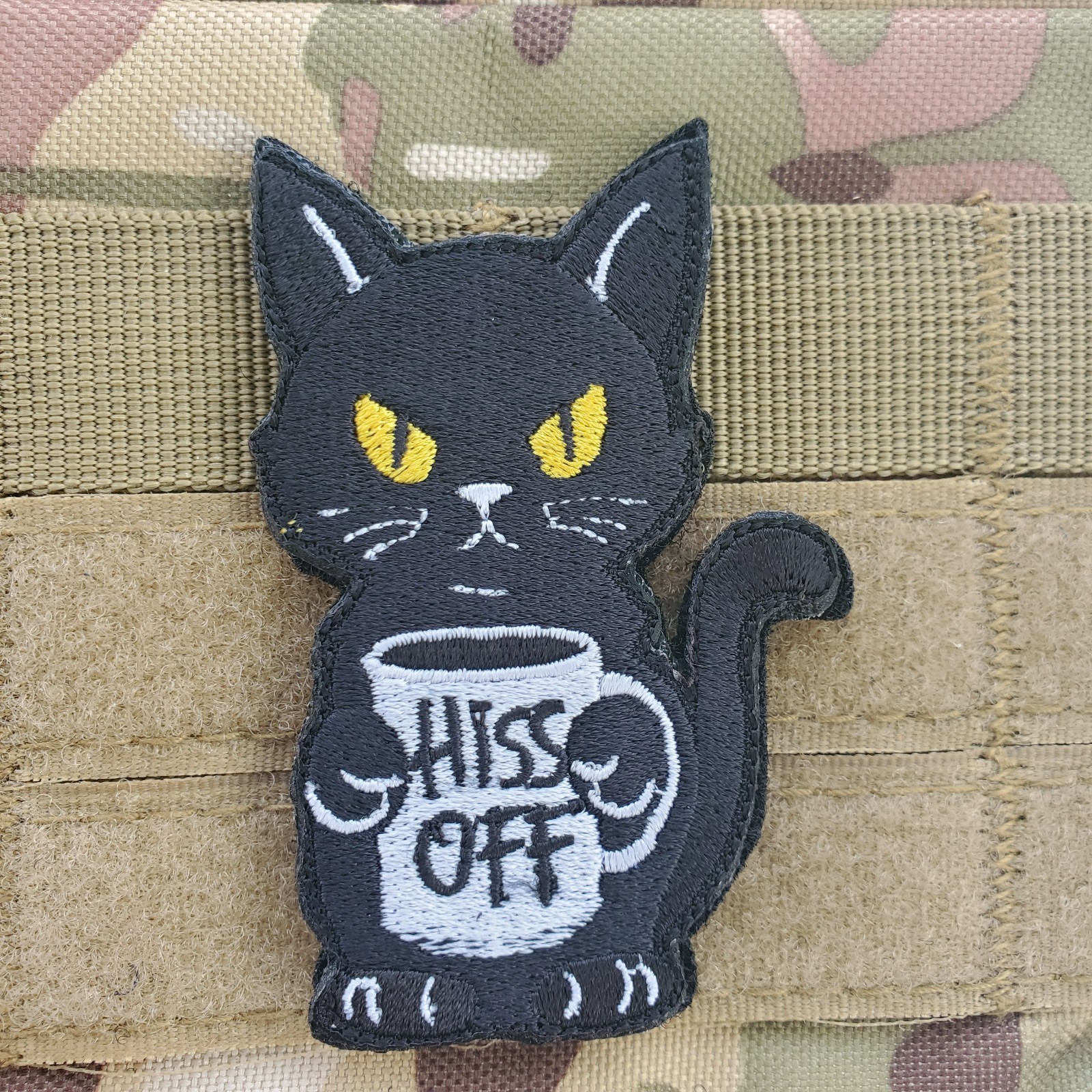 HISS OFF Kitty Cat Sarcastic Tactical Morale Patch Hook and Loop