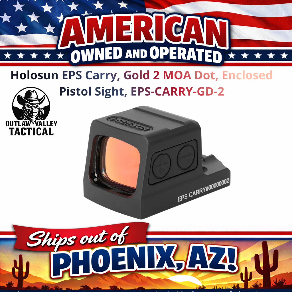 HOLOSUN EPS Carry, Gold 2 MOA Dot, Enclosed Pistol Sight, EPS-CARRY-GD-2