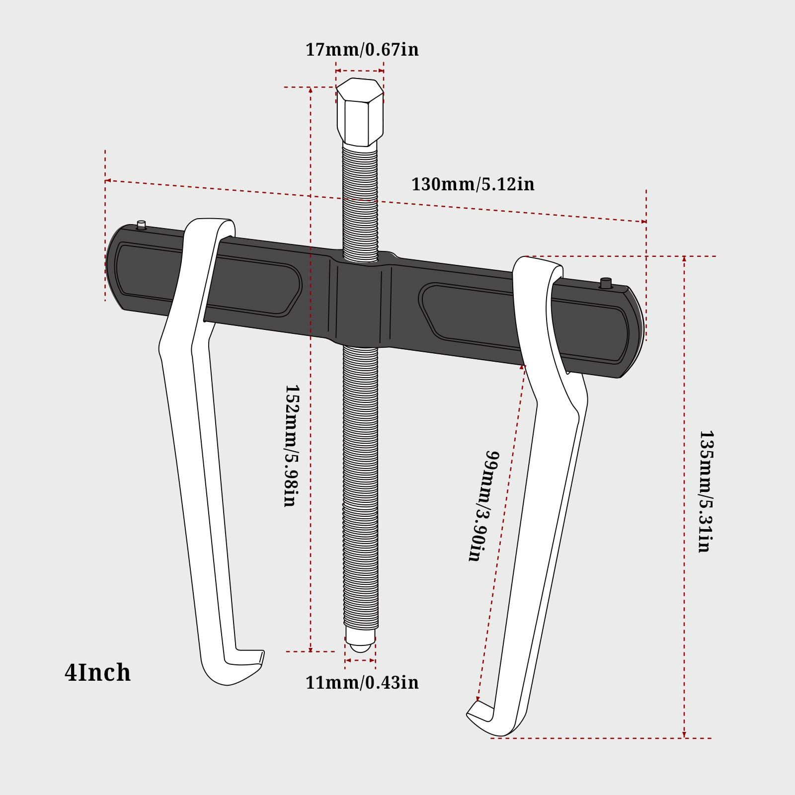 BILITOOLS 4" 2-Jaw Gear Puller, Internal External for 4”, 2 Jaw-type a