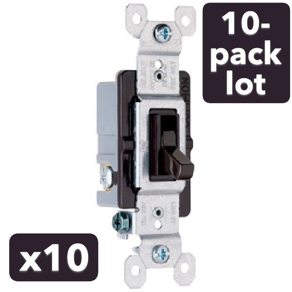 10-pack lot PASS & SEYMOUR 15A THREE WAY GROUNDED TOGGLE SWITCH BROWN 663-GTU