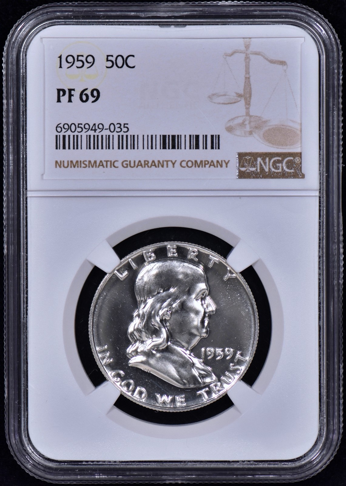 1959 Proof Franklin Half Dollar 50c NGC PF 69 (PR69) - White / Spotless!