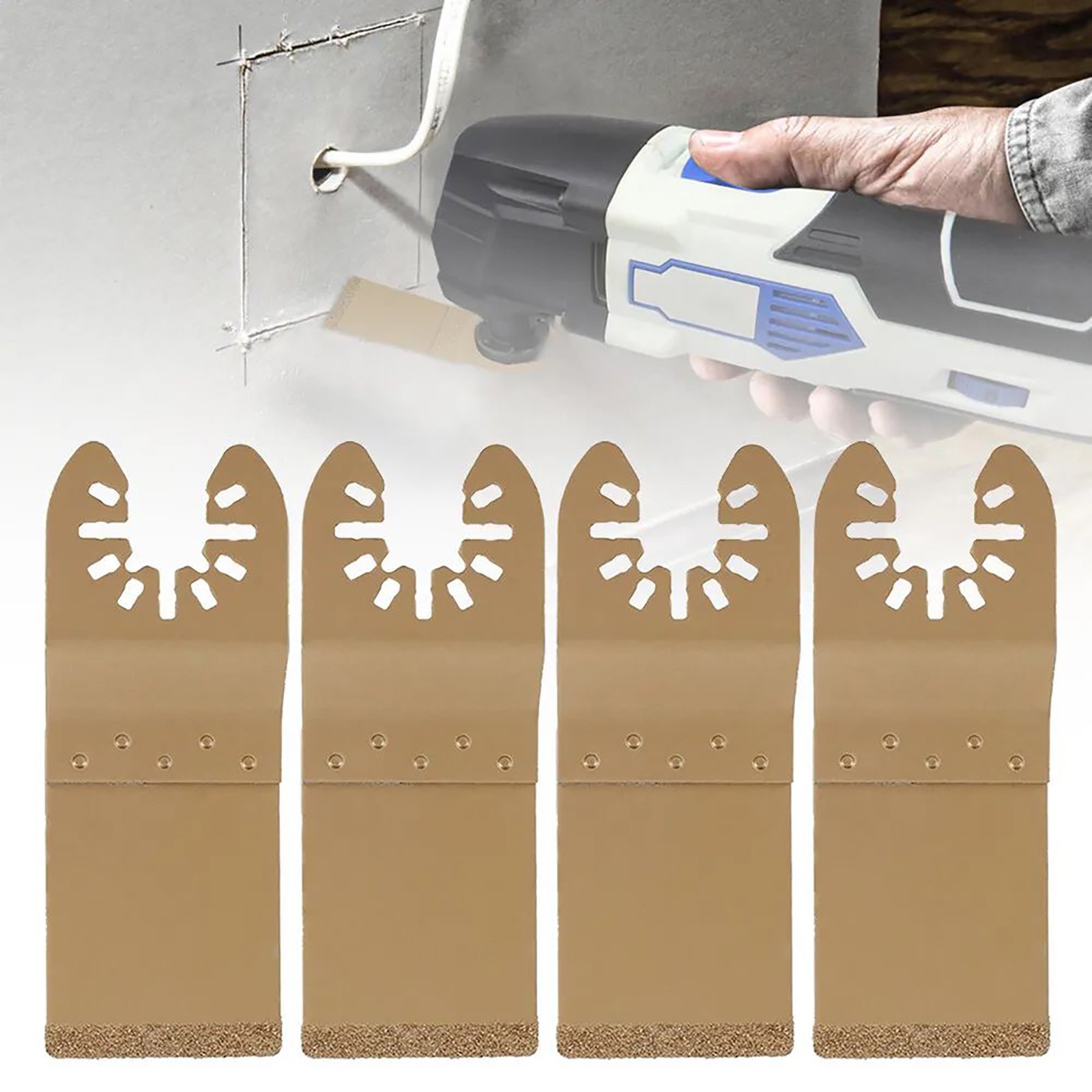 4PCS Saw Tool Cemented Carbide Tiles Oscillating Trimming Accessories w/Adapter