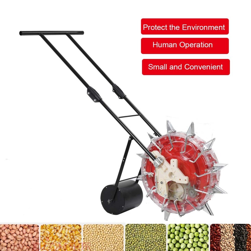 Garden Seeder, Metal Precision Garden Push Seeder,Walk-Behind Row Crop Planter