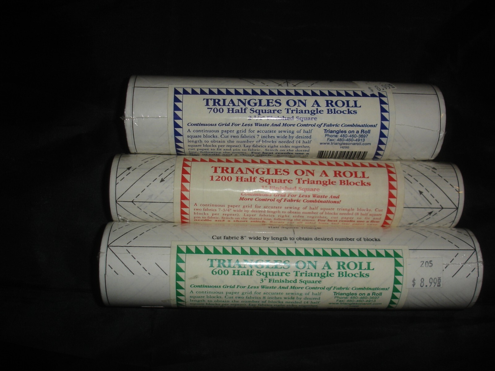 (3) TRIANGLES ON A ROLL  HALF SQUARE TRIANGLE BLOCKS - 1", 2 1/2", 3" - NEW