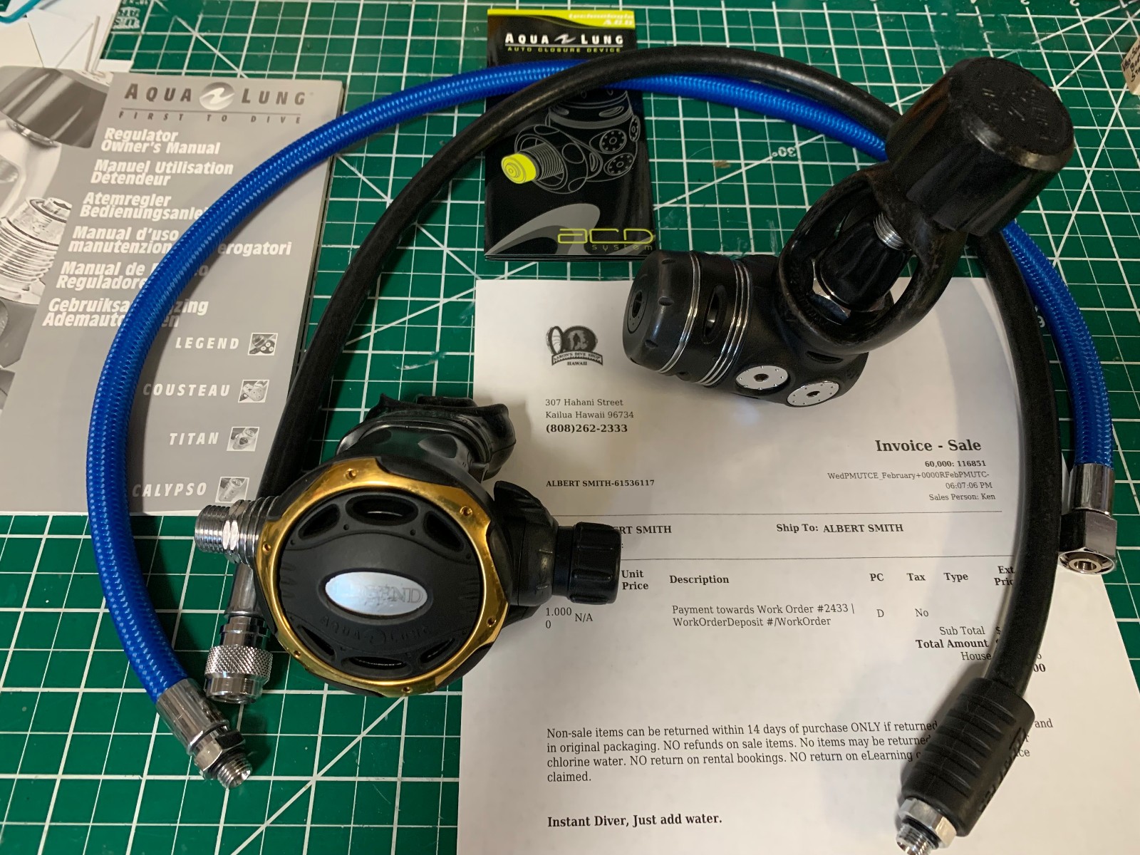 Aqua Lung ACD 1st Stage with Legend LX Limited Edition 2nd Stage Regulator Set.