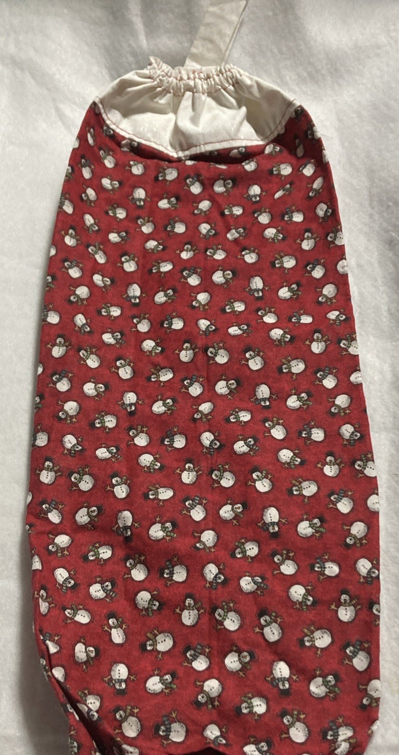 Handmade Plastic Bag Holder Christmas Print, New