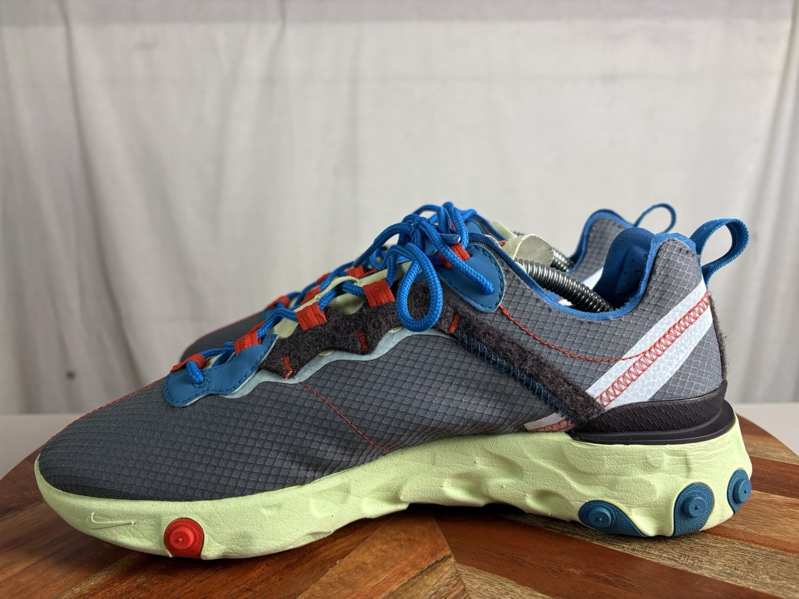 Mens Nike React Element 55 SE Volt/Blue-Dark Grey CT1142-700 Sz 9.5