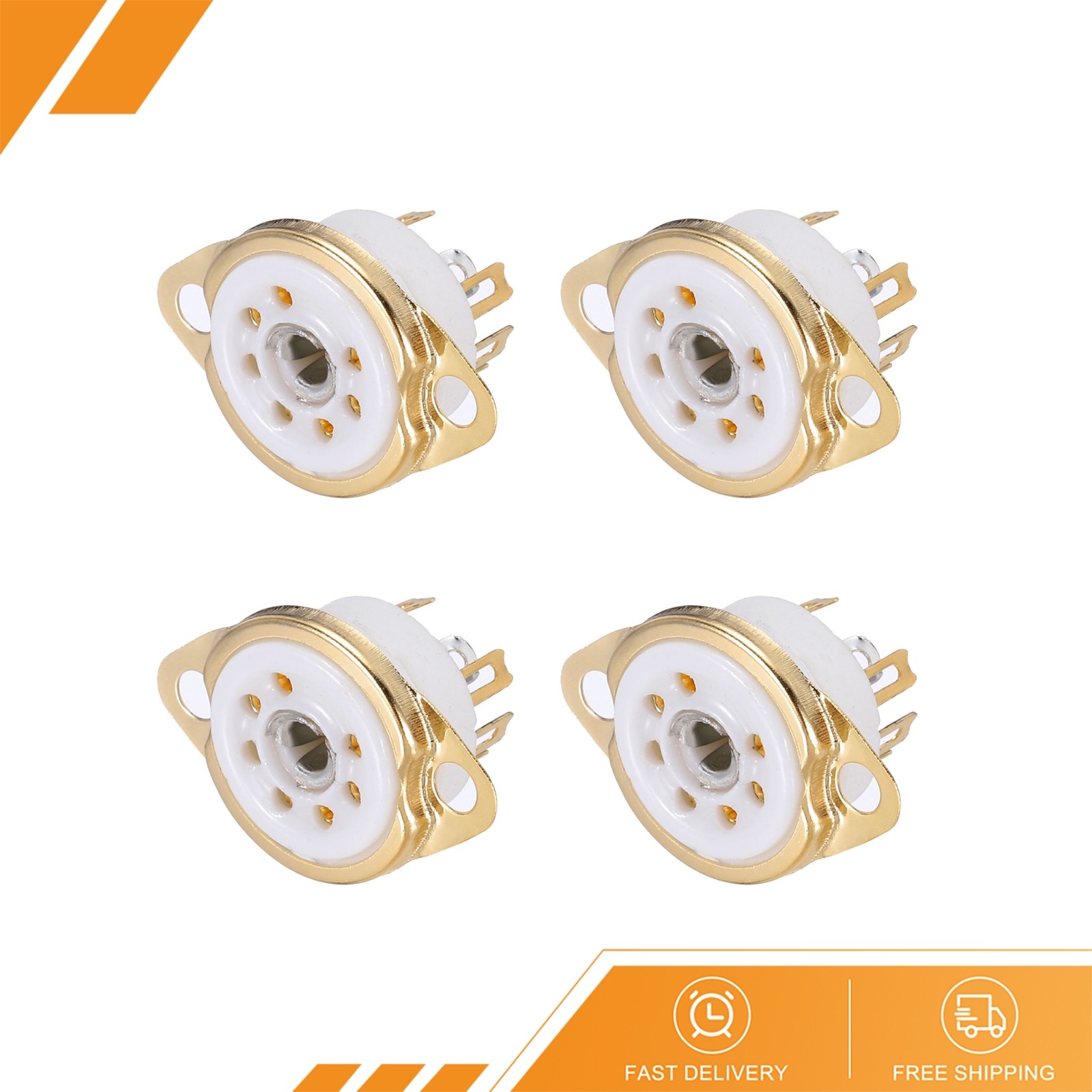 4 Pcs 7 Pins Tube Socket Ceramic Vacuum Tube Protect Tube Pin Socket White