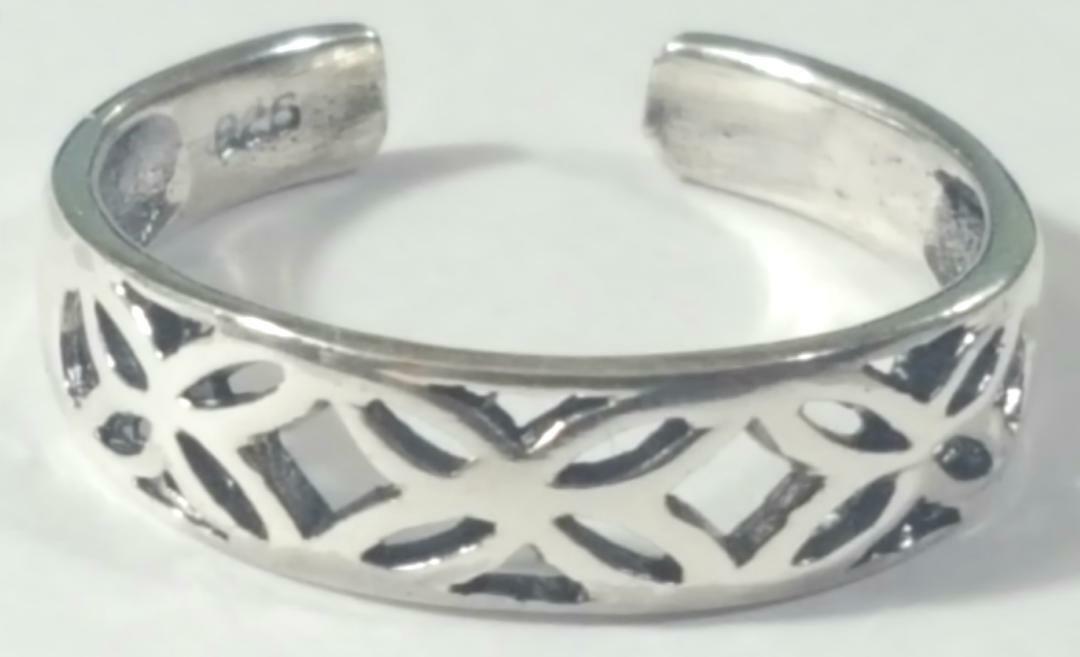 Toe Ring Adjustable Filigree 925 Sterling Silver #4b