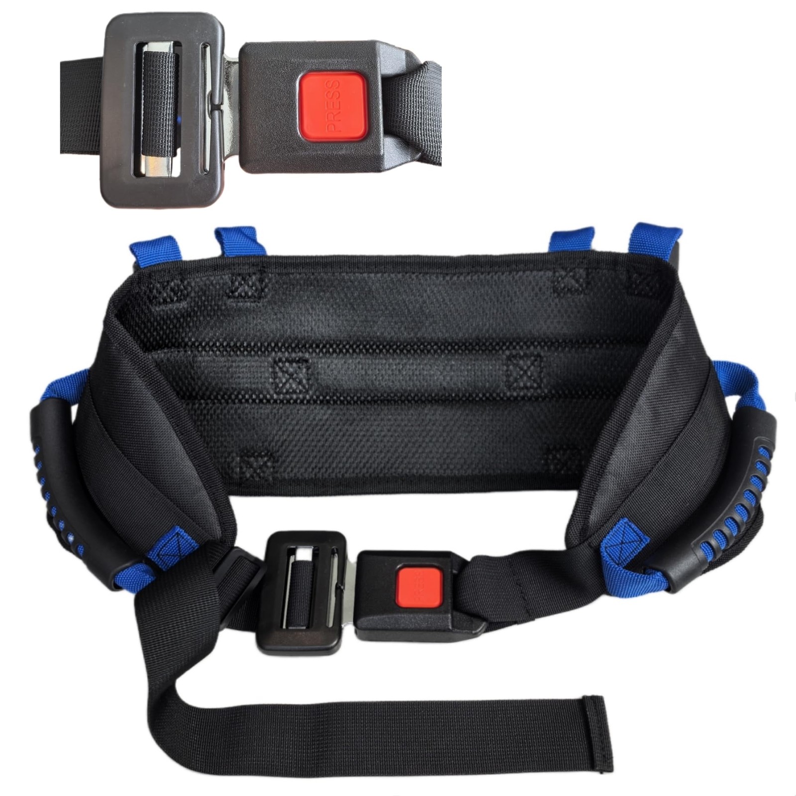 Heavy-Duty Transfer Gait Belt for Seniors with Metal Buckle Multiple Padded H...