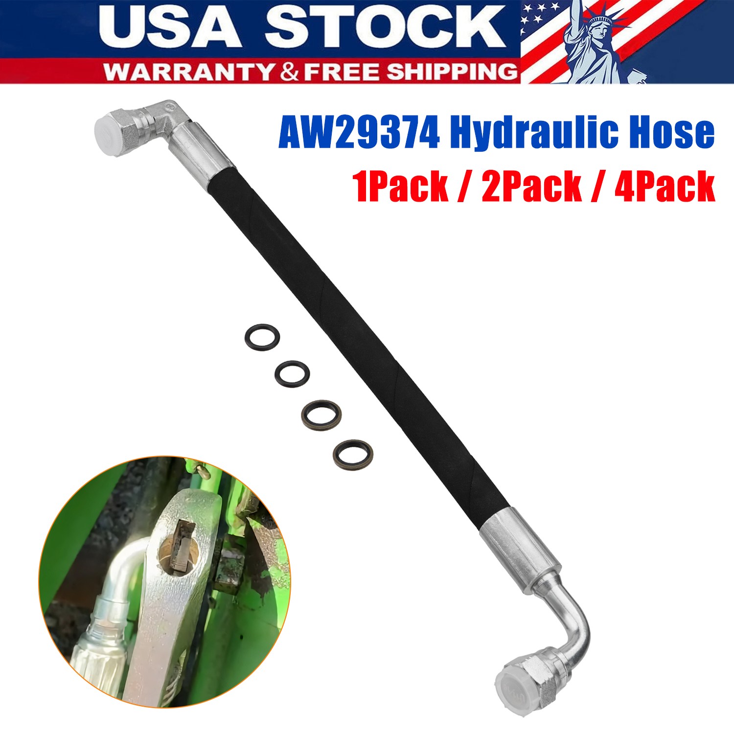 1/2/4Pack AW29374 Hydraulic Hose for John Deere 200CX 210 300 300X 300CX 300E