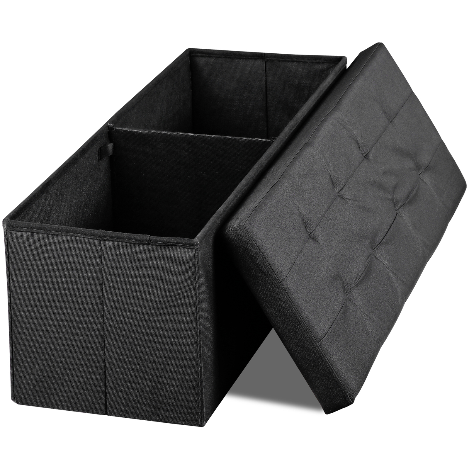 43" Long Durable Ottoman Bench Storage Bench Chest Food Stool 8 Stitchings Black