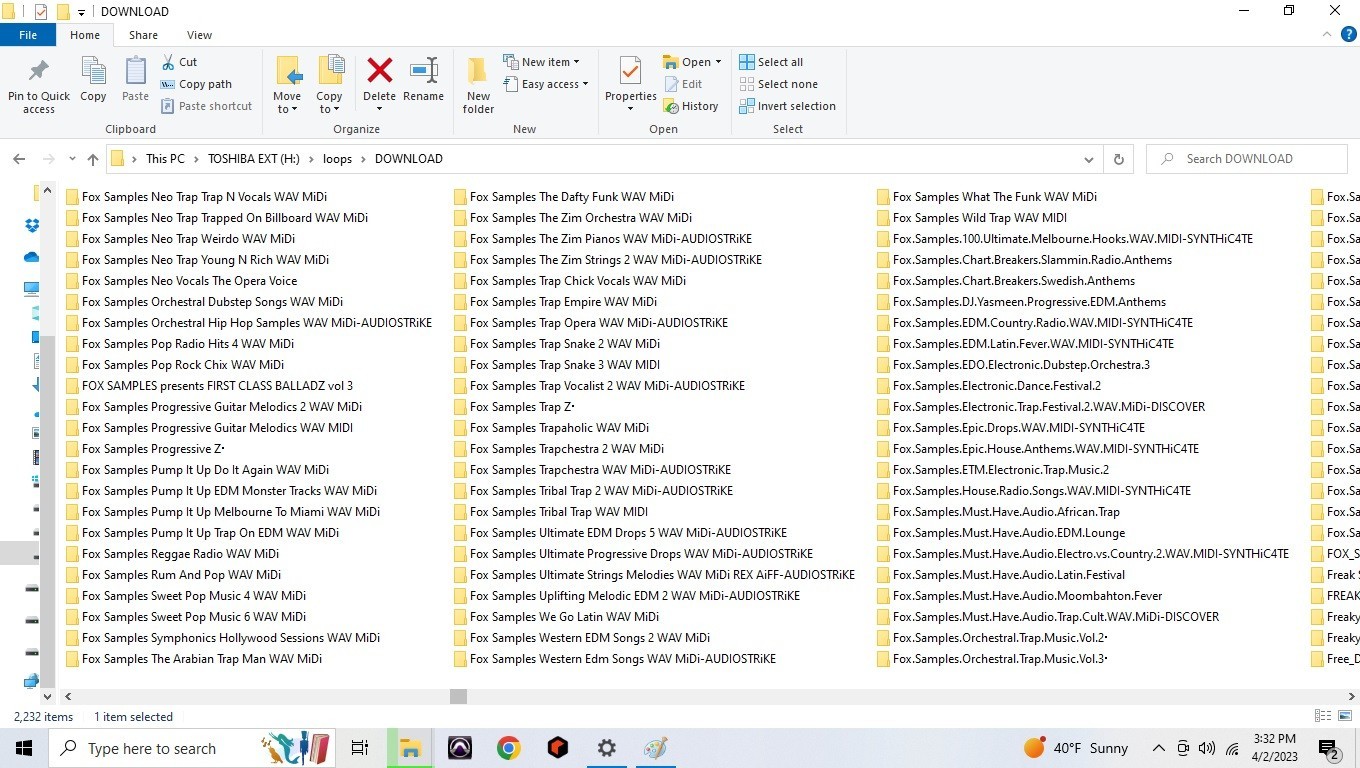 4TB hard drive full of loops, samples, refills, Rex, Native instrument programs