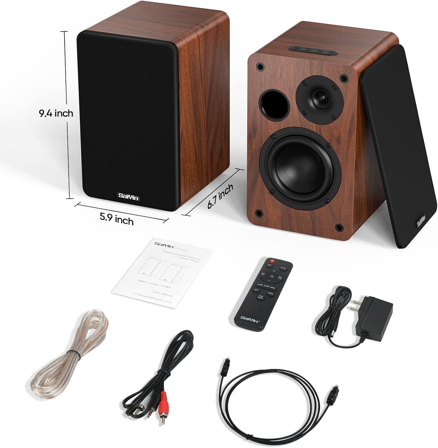 Dynamic Bluetooth Bookshelf Speakers with Remote Control & Subwoofer Output