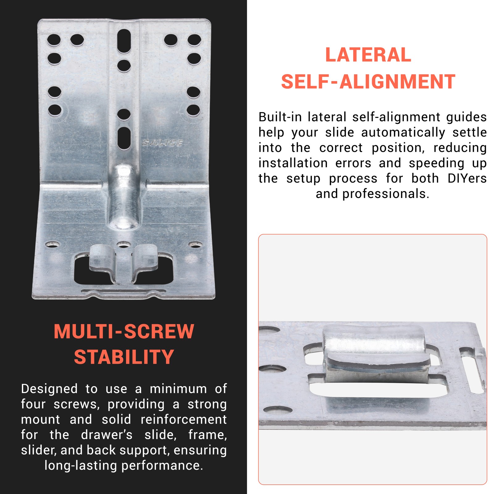 Pair of Salice Rear Mounting Bracket Progressa F70 Plus Undermount Drawer Slide