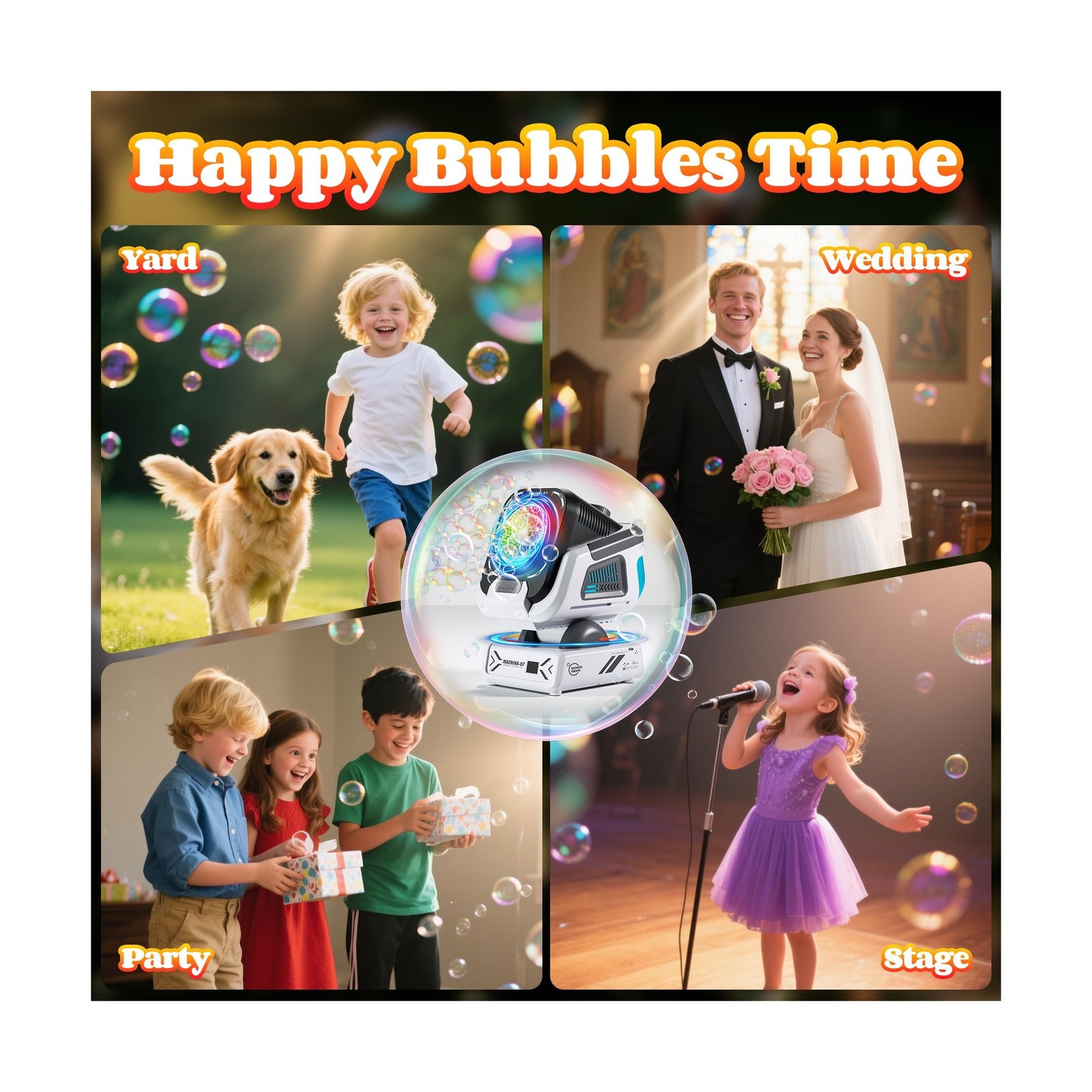 Upgraded Bubble Machine with Remote Control, Automatic Rotation & R... Fast Ship