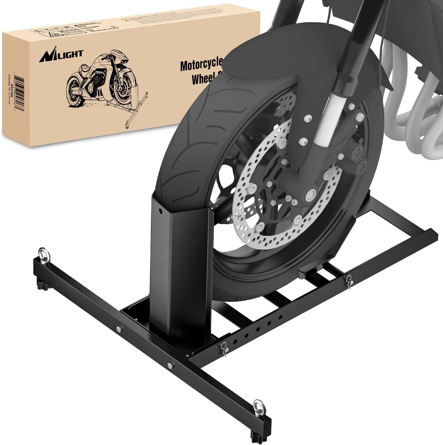 Nilight Adjustable Motorcycle Wheel Chock Stand 1800lb Capacity Front Tire Stand