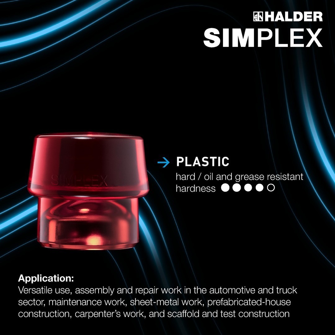 Halder 3026.040, Simplex Mallet with Black Rubber & Red Plastic Inserts,