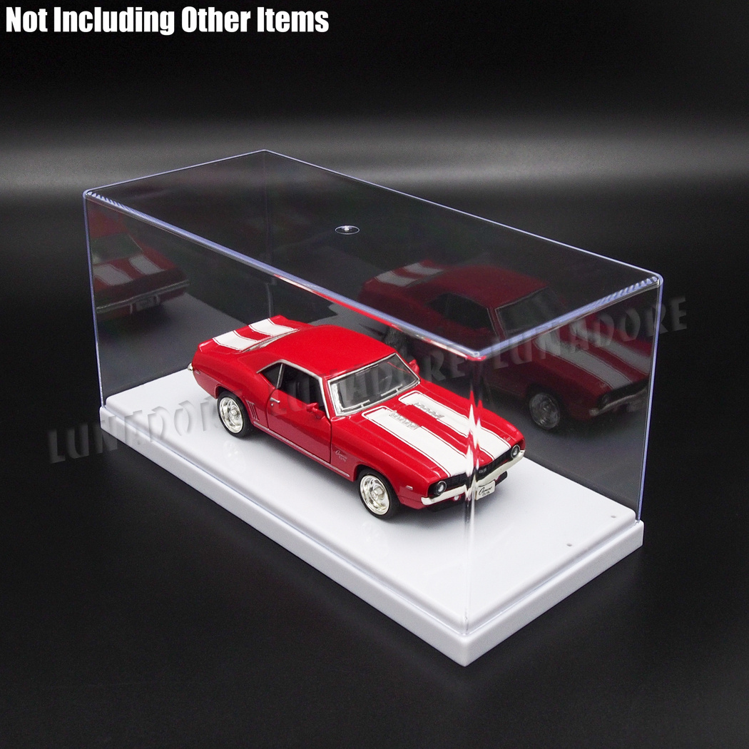 US Clear Acrylic Display Box Case 7.87" L Plastic 2 Step White Tray Dustproof UV