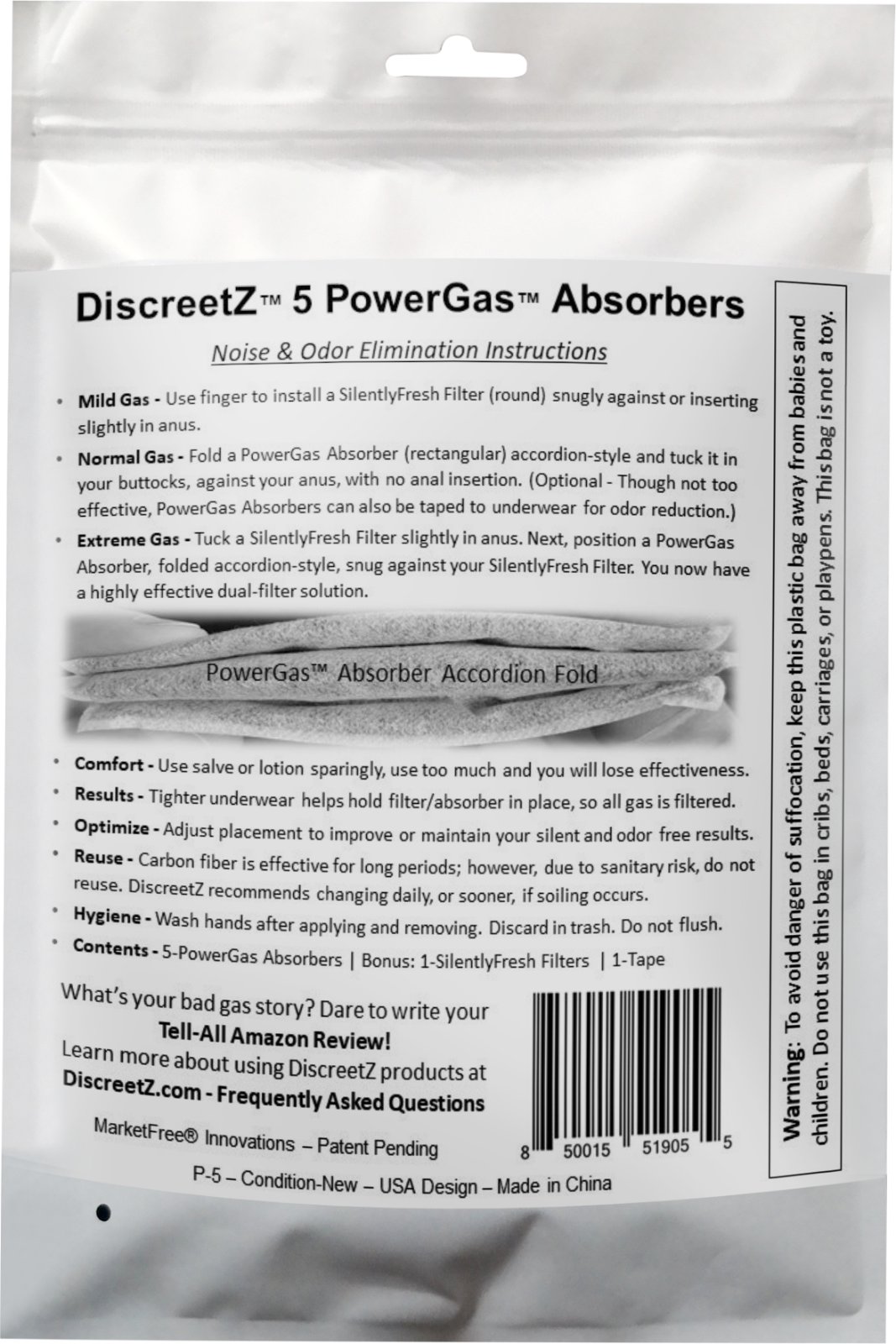 Super Heavy-Duty Fart Eliminators End Normal to Foul Fart smells & noise P-5