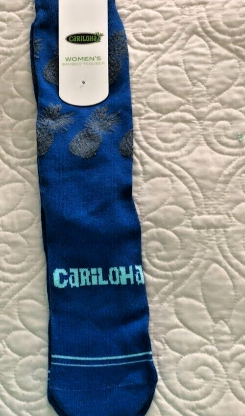 women's Cariloha socks blue with gray pineapples L/XL(8-12) nwts