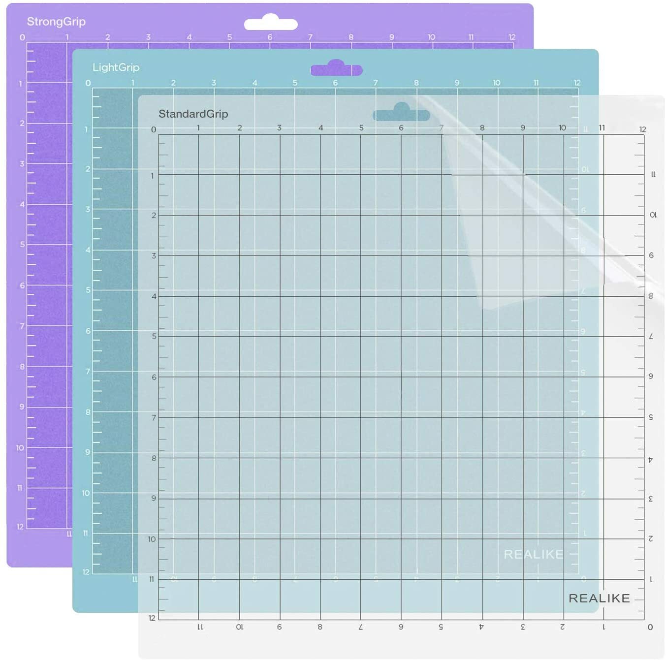 REALIKE 12x12 Cutting Mat for Silhouette Cameo 5/4/3/2/1 (3 Mats StandardGrip, L